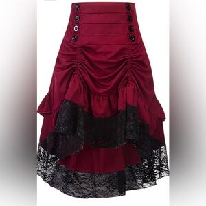 Alivila.Y Fashion Gothic Steampunk Skirt Asymmetrical High Low/Stretches to 19”
